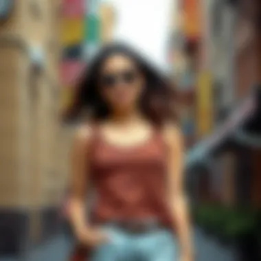 Fashionable Outfit Featuring Brown Cow Print Tank Top Trendy outfit pairing brown cow print tank top with stylish accessories