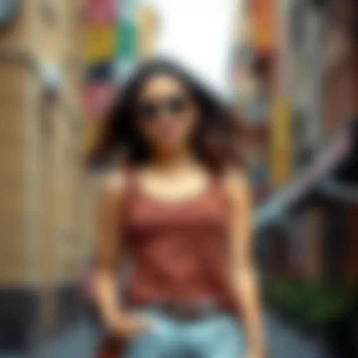 Fashionable Outfit Featuring Brown Cow Print Tank Top Trendy outfit pairing brown cow print tank top with stylish accessories