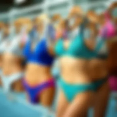 Diverse Styles of High-Waisted Swimsuits A vibrant selection of high-waisted swimsuits on display