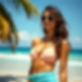 Chic tankini swim top on a beach