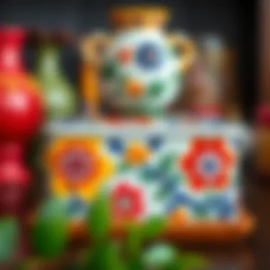 Vibrant Ceramic Decorative Box Colorful ceramic storage box with floral patterns