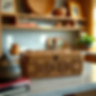 Artisan Crafted Wooden Storage Box Elegant wood storage box with intricate carvings