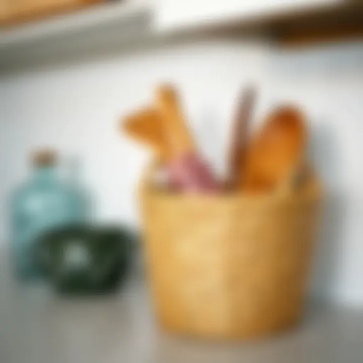 Chic Woven Storage Basket Stylish woven basket used for countertop organization