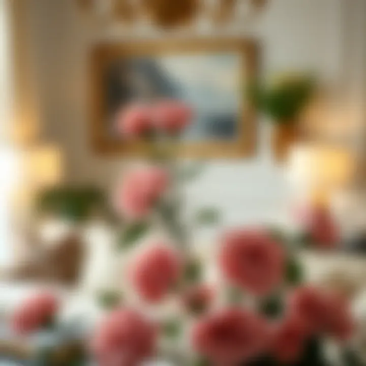 Chic Home Decor Featuring Dusty Rose Silk Roses Dusty rose silk roses incorporated into an elegant home decor setting