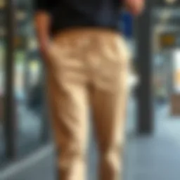 Stylish elastic waistband pants on display