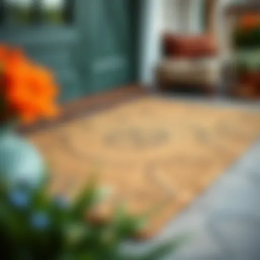 Rustic Charm: A Natural Fiber Doormat Rustic farmhouse doormat with natural fibers