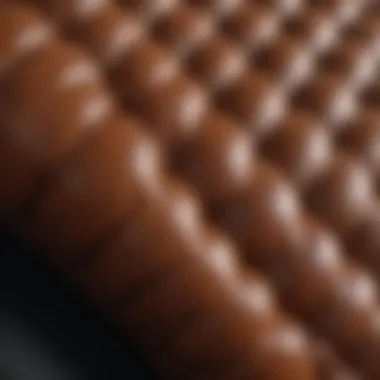 Close-up of the texture and material of a cropped leather puffer