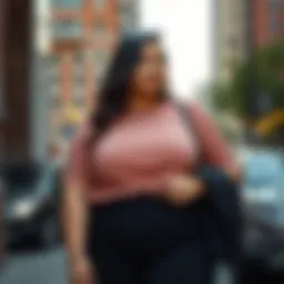 Trendy plus size top paired with stylish accessories