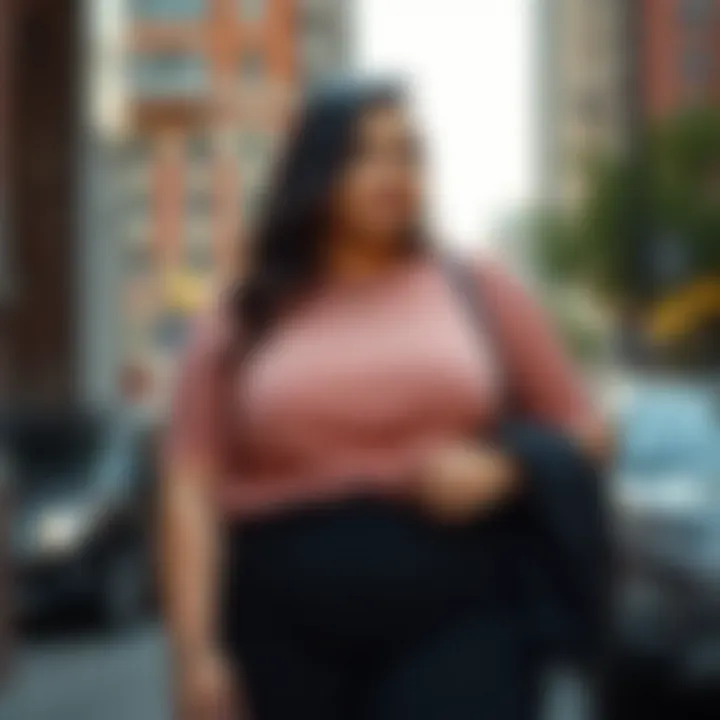 Trendy plus size top paired with stylish accessories