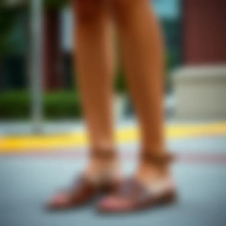 Fashionable outfit pairing with flat sandals