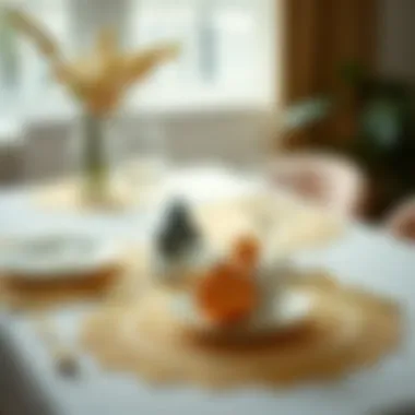 Stylish Table Setting with Gold Doilies Stylish table setting featuring gold paper doily placemats