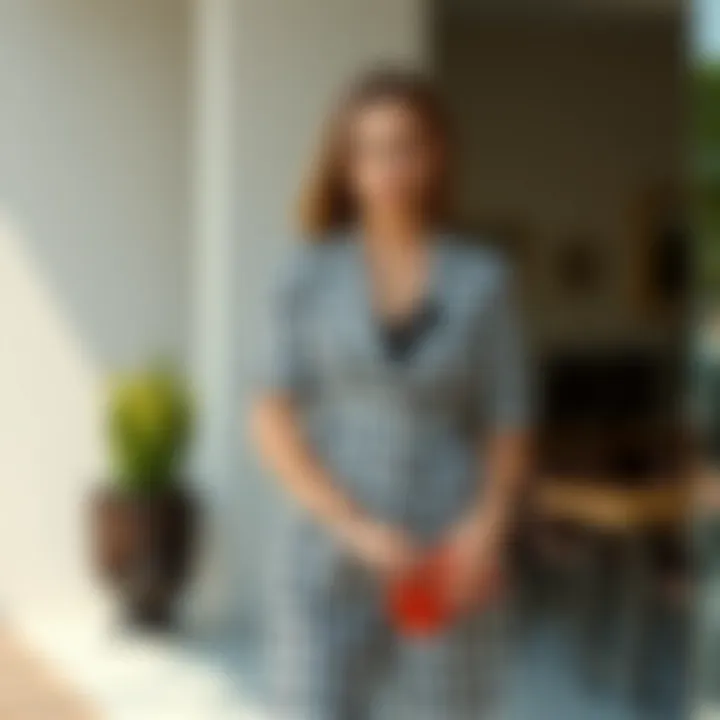 Elegant arrangement of high waisted houndstooth pants with accessories