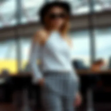 Stylish outfit featuring high waisted houndstooth pants in a trendy setting