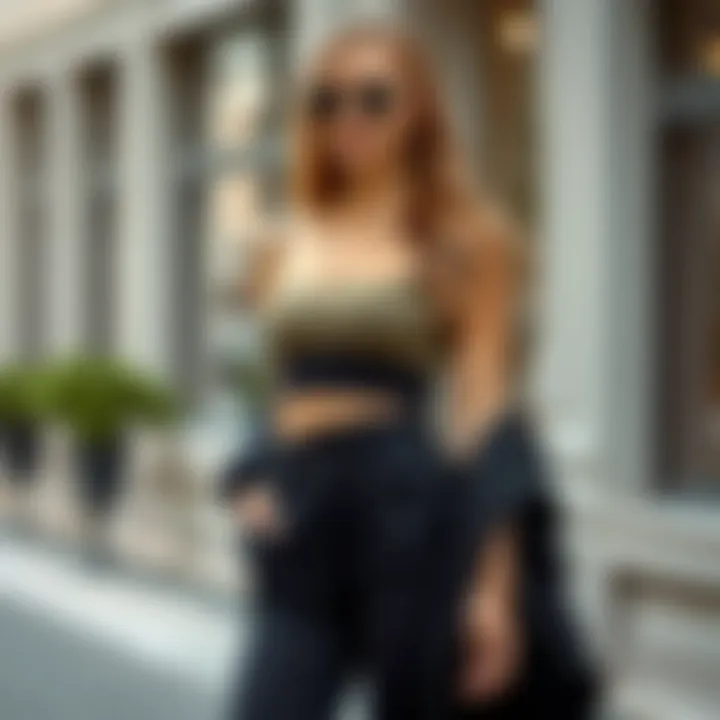 A fashion-forward individual wearing a waist training wrap belt with contemporary attire
