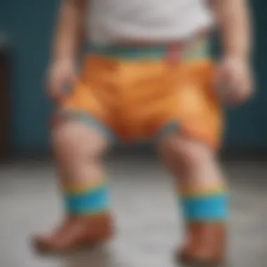 Colorful infant pants featuring knee pads for mobility