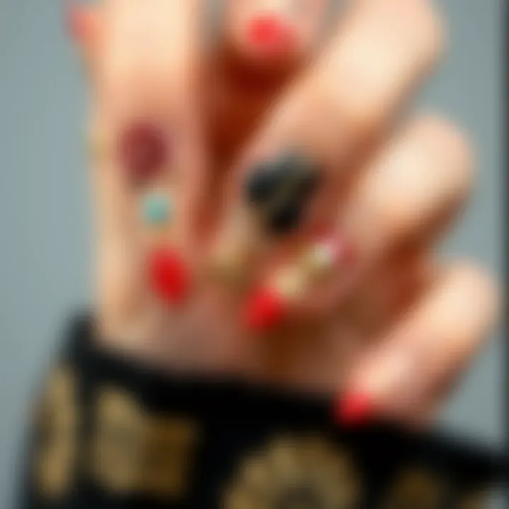 Contemporary Integration of Japanese Nail Charms Contemporary nail fashion incorporating Japanese charm styles