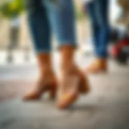 Elegant khaki sandals paired with casual attire