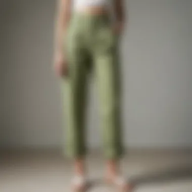 Sustainable fashion elements displayed alongside lightweight summer pants