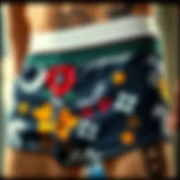 Close-up of stylish boxer shorts showcasing unique patterns and colors