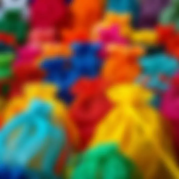 Vibrant Collection of Mesh Gift Bags Array of colorful mesh gift bags with drawstrings arranged aesthetically.