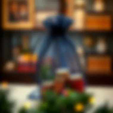 Decorative Presentation of Mesh Gift Bag Mesh gift bag elegantly displayed with decorative items inside.