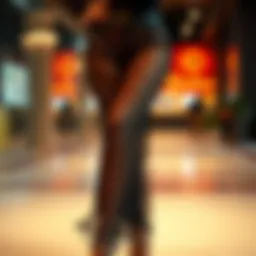 Elegant mesh pants embellished with sparkling rhinestones in a trendy setting