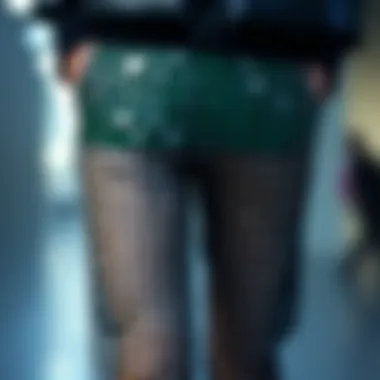 Sustainable materials used in the creation of mesh pants with rhinestones