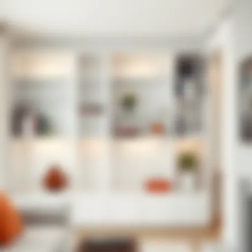 Sleek Open Shelves in Minimalist Design Sleek minimalist bookshelf design with open shelves showcasing books and decorative items