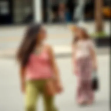 Accessorizing mommy and me flare pants with unique jewelry and bags