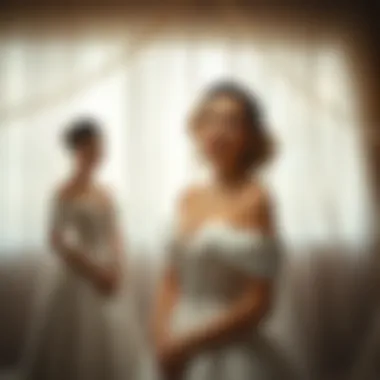 Bridal fitting showcasing a stunning off shoulder ball gown