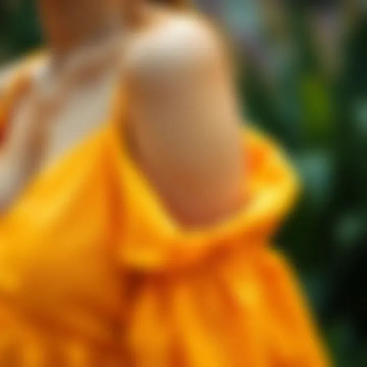 Detail of Fabric Texture Close-up of the fabric texture of an open shoulder maternity dress.