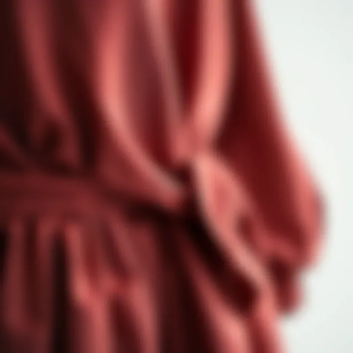Close-up of sustainable fabrics used in panelled waist dresses