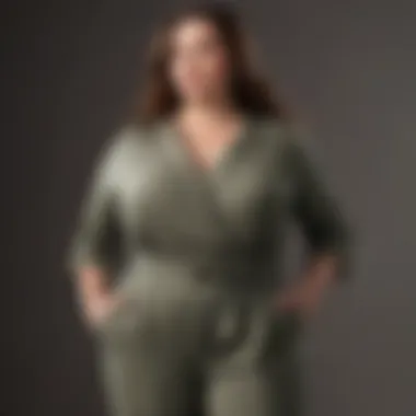 Sophisticated plus size work jumpsuit in a professional setting