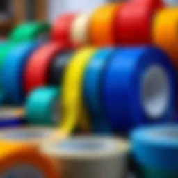 Reusable double-sided tape in various colors and widths on display