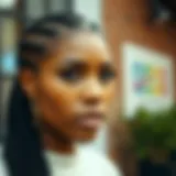 Close-up of a stylish short micro braid wig showcasing intricate braiding patterns