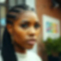 Close-up of a stylish short micro braid wig showcasing intricate braiding patterns