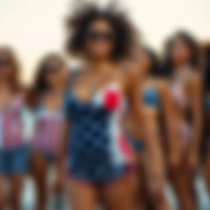 Celebrating Diversity in Tankini Fashion Group of diverse individuals showcasing tankini styles