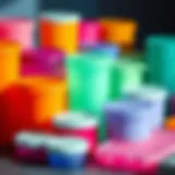 Vibrant silicone travel containers arranged aesthetically