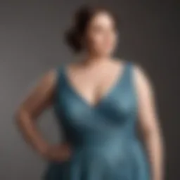 An elegant plus size model showcasing a flattering A-line dress that accentuates curves.