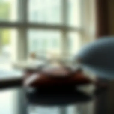 Stylish eyeglass pouch resting on a contemporary table