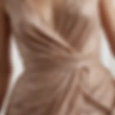 Close-up of luxurious fabric texture of a nude dress