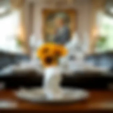 Elegant sunflower napkin ring on a beautifully set dining table