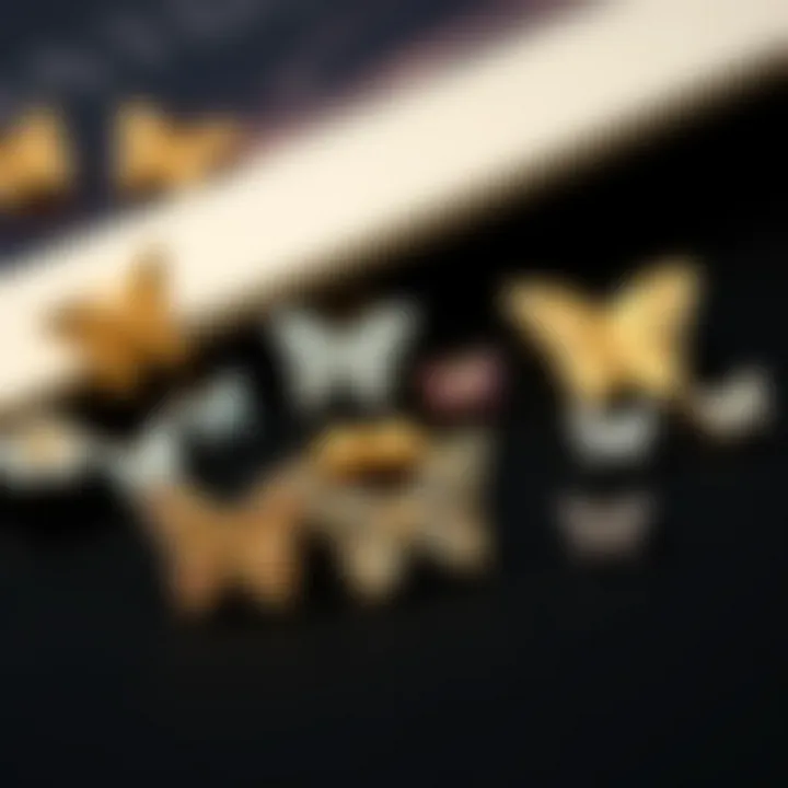 Diverse Materials of Butterfly Nose Ring Studs A collection of butterfly nose ring studs in various materials