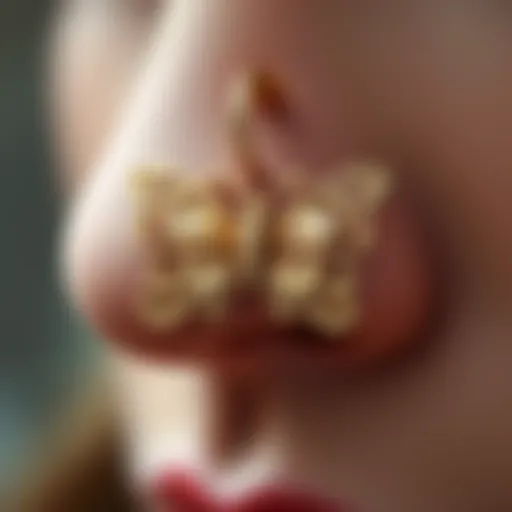Intricate Butterfly Nose Ring Stud Elegant butterfly nose ring stud with intricate designs