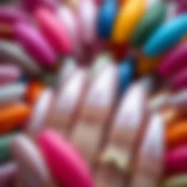 A selection of chrome press-on nails in various colors