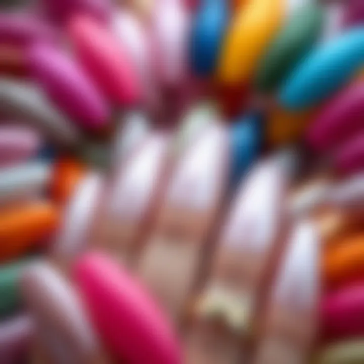 A selection of chrome press-on nails in various colors