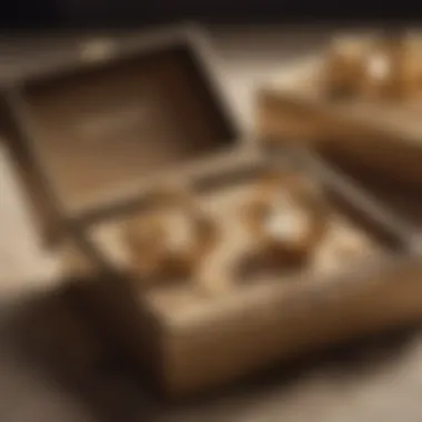 Sustainable Jewelry Choices An eco-friendly jewelry box containing sustainably sourced gold ear cuffs.