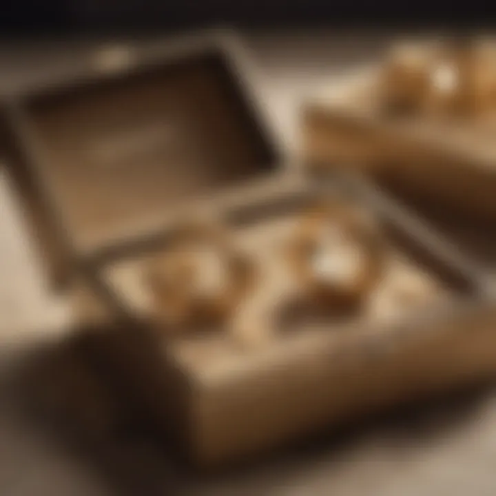 Sustainable Jewelry Choices An eco-friendly jewelry box containing sustainably sourced gold ear cuffs.