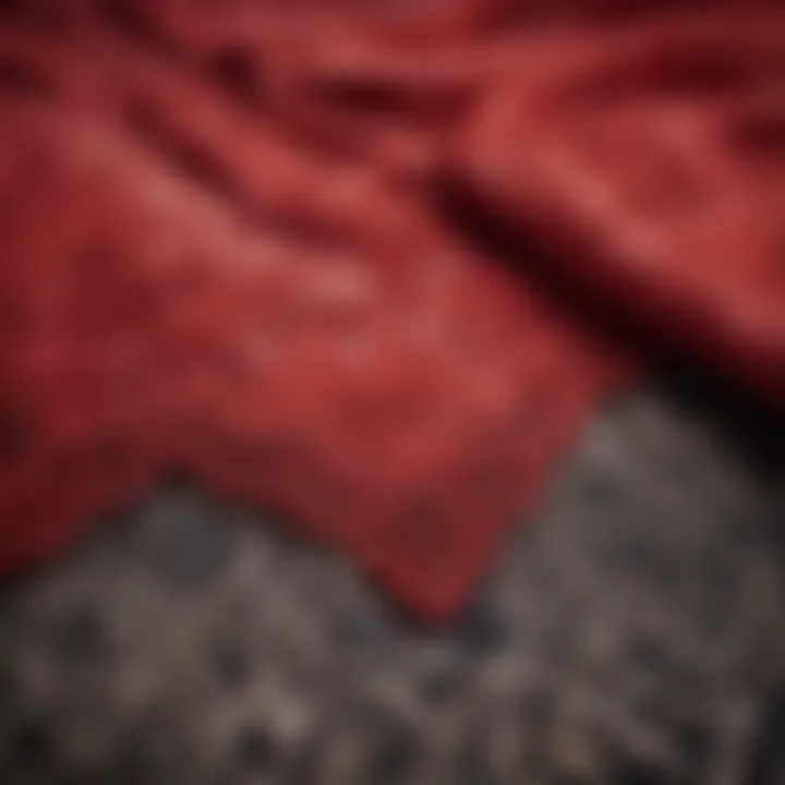 Close-up of intricate lace detailing on a red babydoll teddy