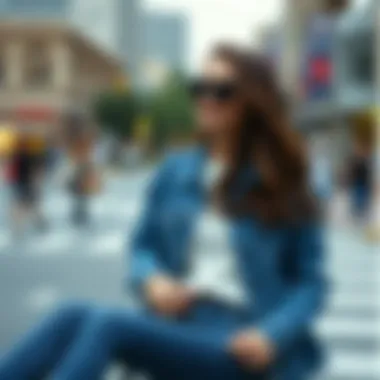 Fashionable bluejeans styled for various occasions